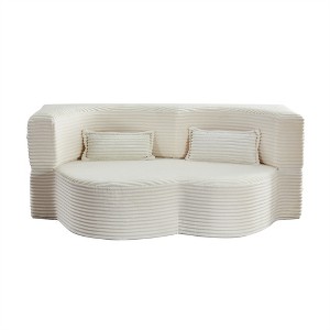 XINGHANZHENXUAN Modern Floor Sofa with 2 Pillows, Full Size Plush Corduroy Foldable Mattress for Living Room - 1 of 4