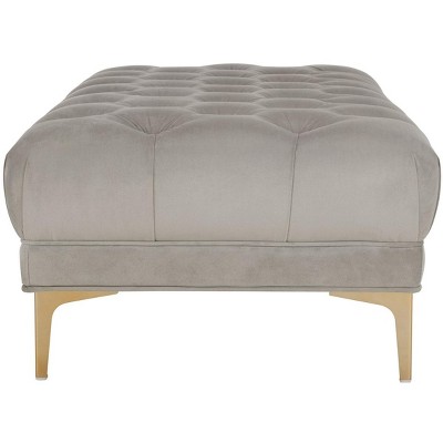 Luxurious Grey Velvet and Brass Tufted 54" Bench