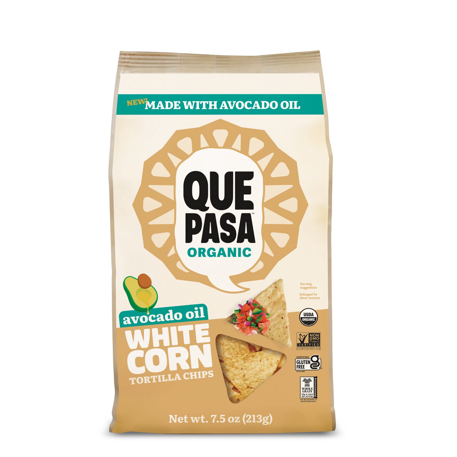 Que Pasa Organic Avocado Oil White Tortilla Chips - 7.5oz
