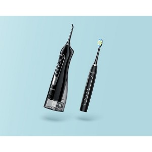 COSLUS Portable Water Flosser with Electric Toothbrush Combo: 2 in 1 Oral Clean Kit for Teeth, Braces, Gums Care Brushing & Flossing Black - 1 of 4