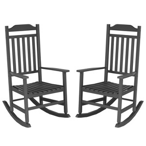 VisioGear Patio Rocking Adirondack Chair, 2-Piece Patio Rocking Chair with High Backrest, Patio Chair for Outside Garden, Black, 27.2"*33.9"*45.3" - 1 of 4