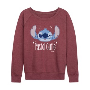 Women's - Disney - Lilo & Stitch Lightweight French Terry Wide Neck Long Sleeve Shirt - 1 of 4