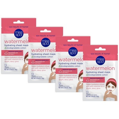 Miss Spa Watermelon 100% Cotton Biodegradable Sheet Mask - 4pk/0.56 fl oz