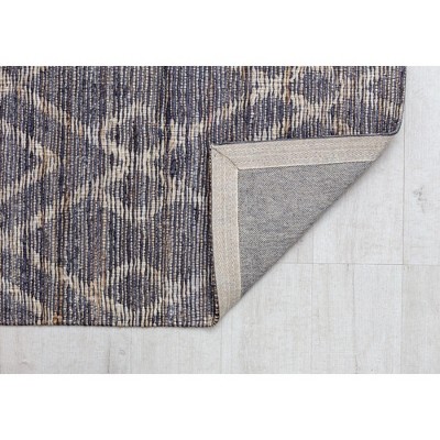 Handmade Blue and Cream Wool Diamond Pattern Area Rug 5' x 7'