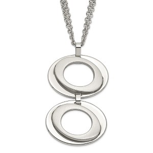 Black Bow Jewelry Brushed and Polished Adjustable Steel Necklace 16.5 to 17.5 Inch - 1 of 4