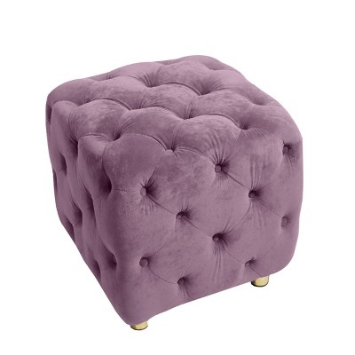 GlasFlength Ottomans and Benches Velvet Upholstered Ottoman with Modern Simple Fashion Design for Stylish Living Spaces, Purple, 18.9"*18.9"*17.32"