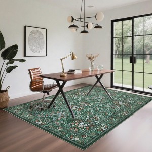 2x6FT Modern Washable Area Rug for Living Room, Floral Printed Floor Rug with Non Slip Backing, Low Pile Stain Resistant Carpet for Dorm Office - 1 of 4