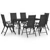 vidaXL Dining Set Black Powder-coated Aluminum, Textilene, Glass - 59.1" Table Length 6 Items - 2 of 4