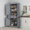 HOMCOM Freestanding Modern Farmhouse 4 Door Kitchen Pantry Cabinet, Storage Cabinet Organizer with 6-Tiers, 1 Drawer and 4 Adjustable Shelves - 3 of 4