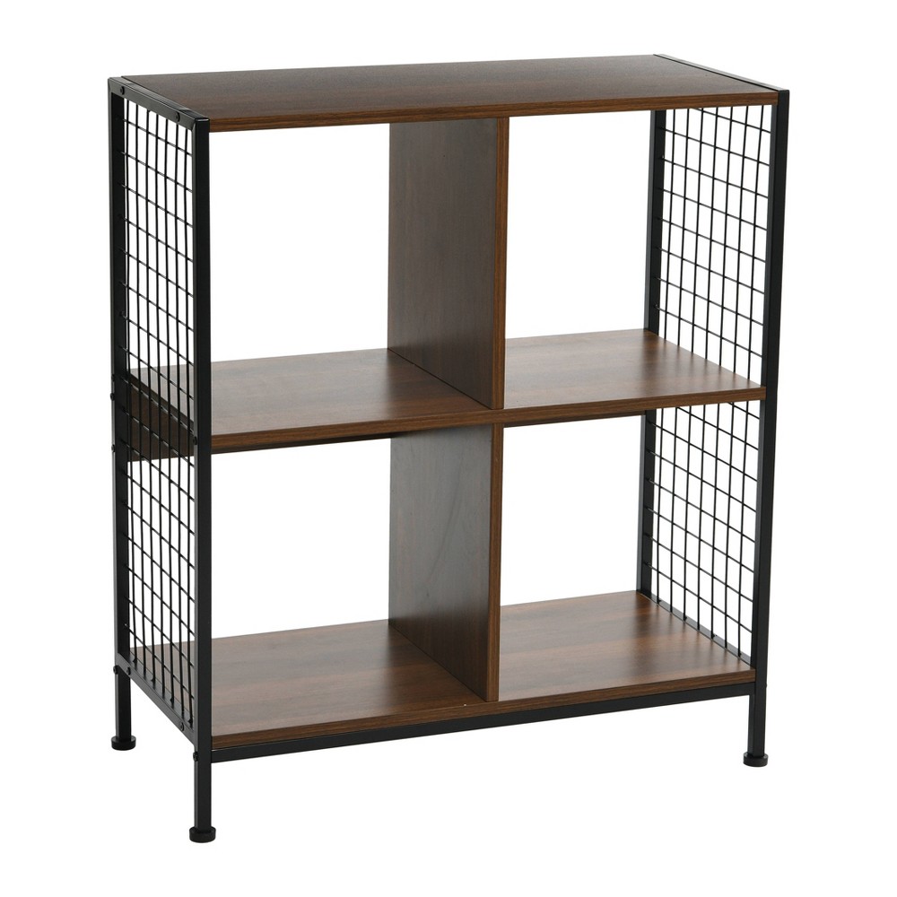 Photos - Garden & Outdoor Decoration Household Essentials 28.15" Trellis 4 Shelf Bookshelf Walnut: Iron Frame,