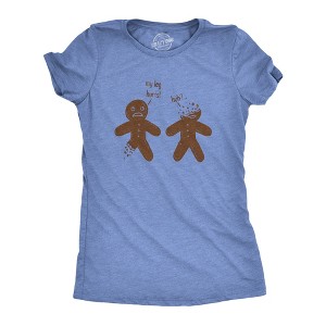 Womens My Leg Hurts Huh Funny Gingerbread Holiday Christmas T shirt - Crazy Dog Women's T Shirt - 1 of 4