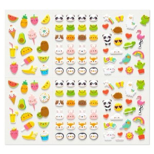 240ct Food, Animals, and Icons Stickers: Carlton Cards Stationery & 3D Whale, Music, Back-To-School, Birthday Theme - 1 of 3