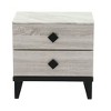 PAGED Rustic Nightstand, Storage Bedside Table with Drawers, Side Table with Faux Marble Top for Bedroom - 2 of 4