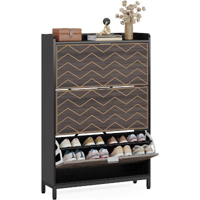 Tribesigns Wooden Tipping Shoe Rack Organizer