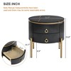 NicBex Coffee Tables for Living Room �19.6" Round Coffee Table Set of 2 Modern Fluted 2 Side Table Set with Drawers and Golden Legs, White+Gold - 3 of 4