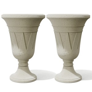 NAYSAYE Planter Trophy Flower Pot Set of 2 Stylish Resilient HDPE Material for Modern Indoor Outdoor Garden Spaces, 15.75"*15.75"*23.62" - 1 of 4