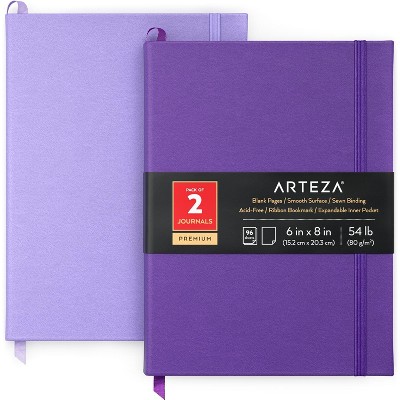 Arteza Hardcover Premium Sketch Paper Journals for Drawing, 96 Sheets, Lavender & Purple for School - 2 Pack (ARTZ-4265)