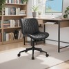 VECELO PU Leather Armless Office Chair, Ergonomic Office Chair with Backrest, Adjustable Height & 360 Rolling Swivel for Home or Office, Black - 3 of 4