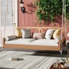 VisioGear Wood Patio Swing Bed Modern Porch Swing Hanging Bed Frame with Hemp Ropes for Garden, Backyard, Natural, 85.4"*41.5"*27.9" - 2 of 4