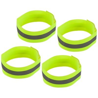 Unique Bargains Reflective Bands for Arm Wrist Ankle Leg 14x1.5 Inch Strip Wide Green 4 Pack