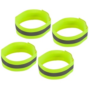Unique Bargains Reflective Bands for Arm Wrist Ankle Leg 14x1.5 Inch Strip Wide Green 4 Pack - 1 of 4