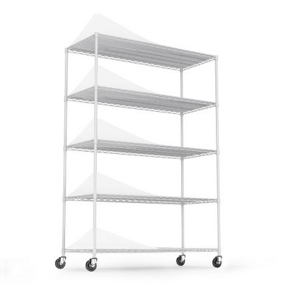 Dolonm Heavy Duty Adjustable Storage Rack Metal Shelf Wire Shelving Unit with Wheels & Shelf Liners
