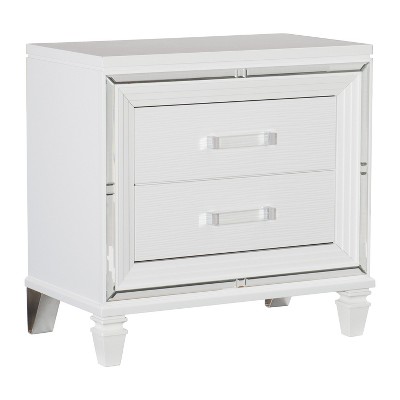NicBex Nightstand with 2 Drawers,1pc Side Table with Pulls and Multi-colored Finish,Bedside Table for Bedroom,Living Room,Gray/White