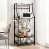 Bakers Rack, Standing Microwave Stand - 5-Tier Industrial Coffee Bar Station with 2 Large Wire Baskets & 8 Hooks for Kitchen Storage - 3 of 4