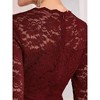 INSPIRE CHIC Women's Floral Lace V Neck Long Sleeve Cocktail Wedding Bodycon Dress - 4 of 4