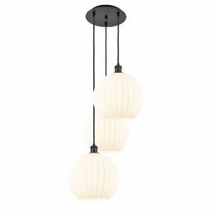 White Venetian - 3 Light Cord Hung Multi Pendant In Modern Style-39 Inches Tall and 18.5 Inches Wide - 1 of 1