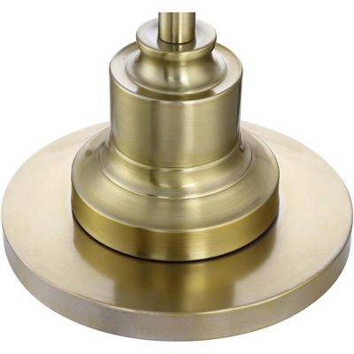 Classic Elegance Brushed Brass Floor Lamp with Off-White Linen Shade