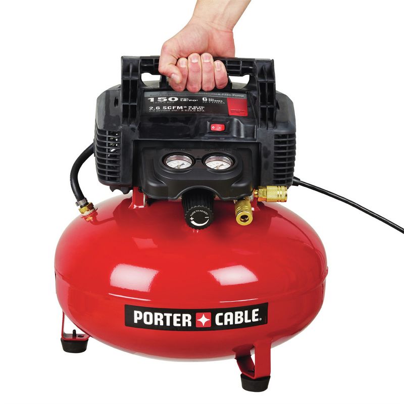 Porter-Cable C2002R 0.8 HP 6 Gallon Oil-Free Pancake Air Compressor Manufacturer Refurbished, 3 of 8