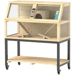 Skyzone 5-Tier Wooden Small Pet Habitat with 3 Ladders, Hinged Roof, Front Door & Bottom Storage - 1 of 4
