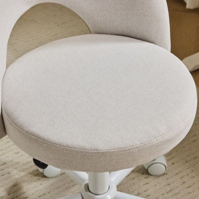 Karl Home |24 W Light Grey Swivel Upholstered Cotton and Linen Office Chair