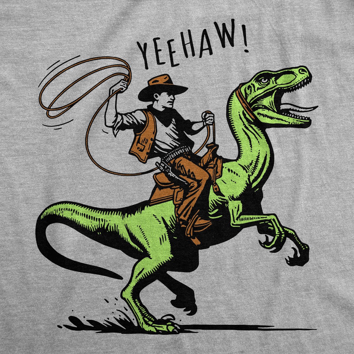Мужские футболки Crazy Dog T-Shirts, Inc. Mens Funny T Shirts Raptor Wrangler Sarcastic Dinosaur Cowboy Graphic Tee - Crazy Dog Men's T Shirt With Dinosaur Sayings Light Grey XL — фото 2
