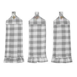 Annie Buffalo Check Grey Button Loop Tea Towel Set of 3 - 1 of 4