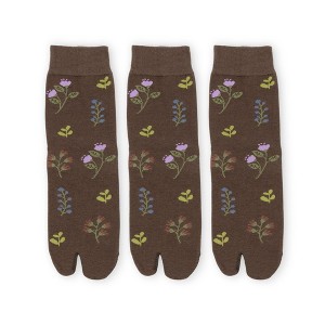 Anna-Kaci Women's 3 Pairs Floral Patterned Split-Toe Socks Soft Cotton Stretch Knit Crew Style - 1 of 4