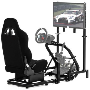 Dardoo G27 Racing Simulator Cockpit with Black Seat & Monitor Mount Compatible with Logitech, Thrustmaster & Fanatec No Wheel/Pedals/TV - 1 of 4