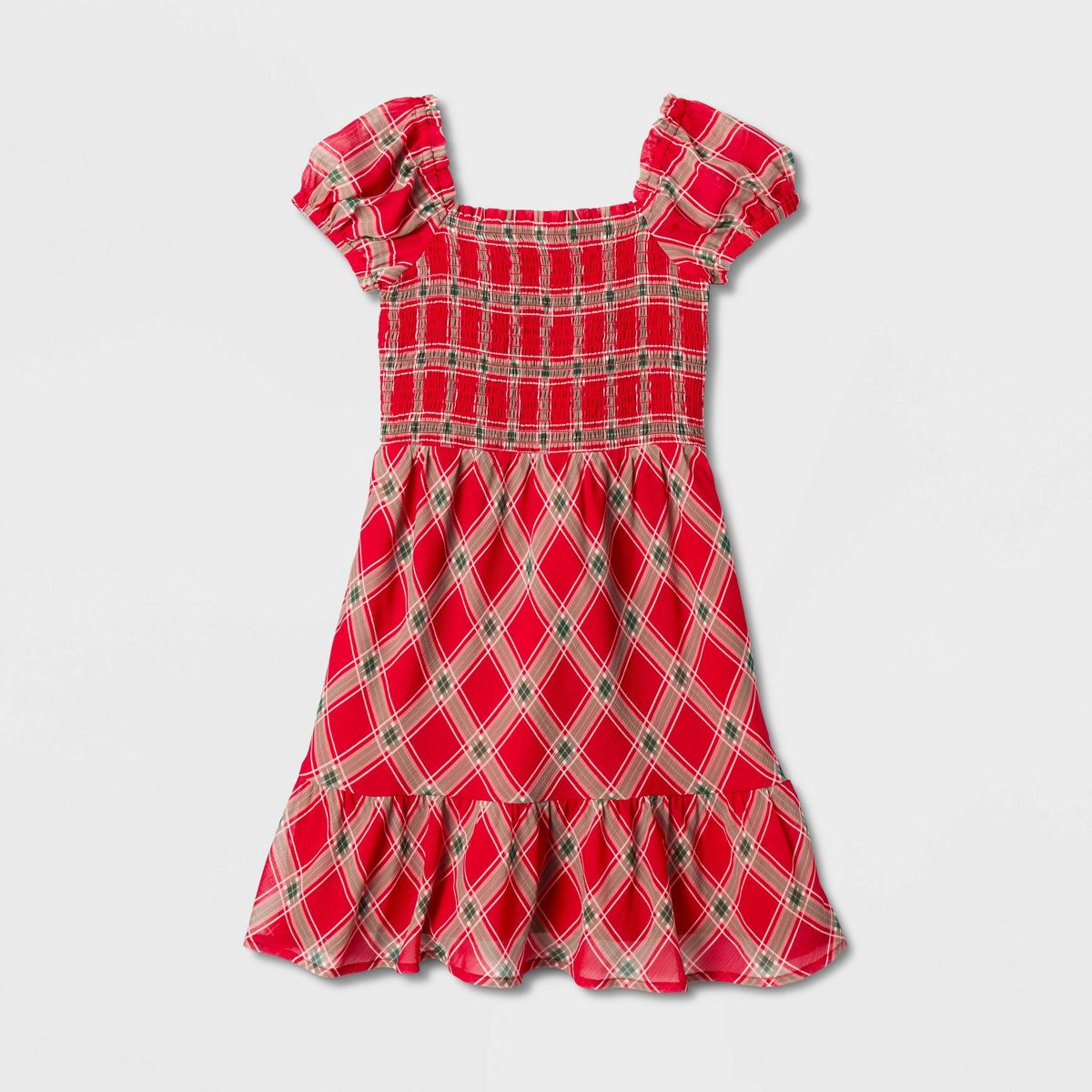 Girls' Puff Sleeve Smocked Dress - Cat & Jack™ - thumbnail 6