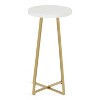 Kate and Laurel Zia Round Bar Stool, 12.75x12.75x25, White and Gold - 2 of 4