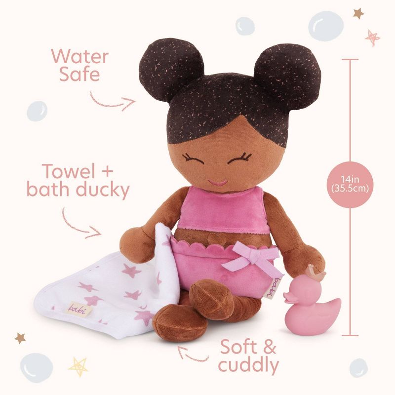 LullaBaby Bath Plush Doll for Real Water Play - Dark-Brown Hair, 4 of 7