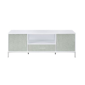 58" Melamine TV Cabinet with Mirrored Drawers, Wire Management, and Concealed Euro-Style Hinges for Living Room - 1 of 4