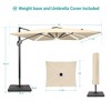 Sonkuki 11.5x9FT Outdoor Patio Solar LED Cantilever Umbrella Aluminium Pole w/Base, 360°Rotation and Canopy Angle Adjustment - 3 of 4