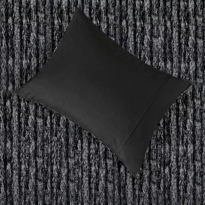 King Black and Silver Reversible Faux Fur Comforter Set