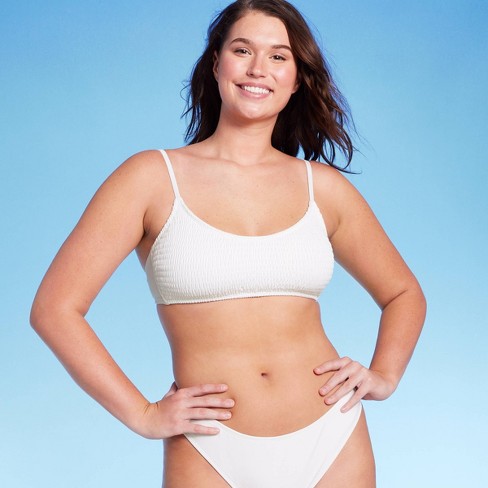 Women's Smocked Bralette Bikini Top - Wild Fable™ White L : Target