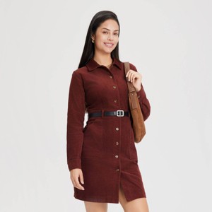 Women's Long Sleeve Corduroy Mini Shirtdress - Universal Thread™ - 1 of 4