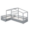 NicBex Twin Size Platform Bed 120" L Modern House-Shaped Pine Bed Frame with 3 Drawers and L-Shaped Beds for Bedroom, No Box Spring Required, Gray - 3 of 4