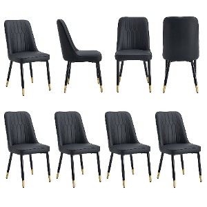 Lyngins Modern Armless Dining Chair Set of 2, PU Leather Kitchen Chair with Thickened Cushion, Metal Legs Living Room Chair for Dining Room - 1 of 4