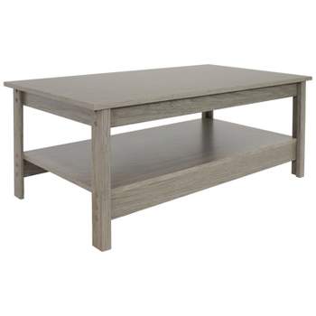Sunnydaze MDF Indoor Coffee Table with Lower Shelf - 16" H - Thunder Gray