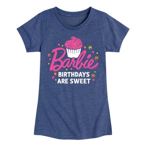 Girls' - Barbie - Birthdays Are Sweet Cupcake Fitted Short Sleeve Graphic T-Shirt - 1 of 4
